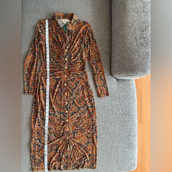 MICHAEL KORS Paisley Snap-Front Midi Dress Size Small — NOT OUTLET BNWT - Picture 10 of 16